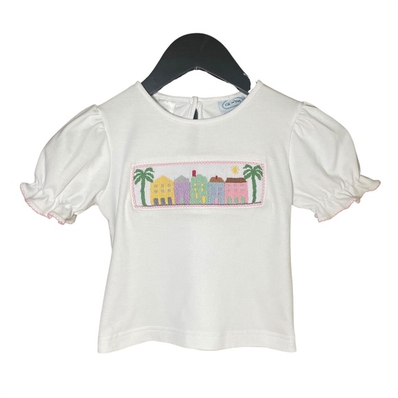 Kids on King Other - White Smocked Shirt Girls 4T Rainbow Row Charleston Boutique Coastal 100% Cotton